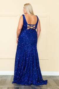 Plus Size Sequined Formal Gown - LAYW1122