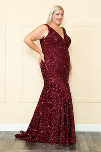 Plus Size Sequined Formal Gown - LAYW1122