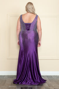 La Merchandise LAYW1130 Long Mermaid Plus Size Formal Corset Prom Gown