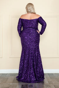 Sequined Plus Size Gown - LAYW8876