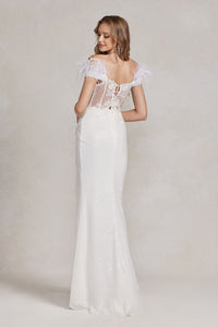 Wedding Dresses With Feathers - LAXS1229B - - LA Merchandise