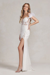 Wedding Dresses With Feathers - LAXS1229B - - LA Merchandise