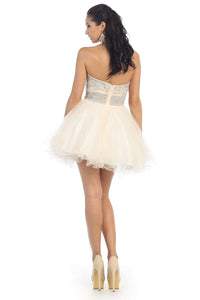 La Merchandise LA1138 Short Strapless Detailed Homecoming Party Dress - - LA Merchandise