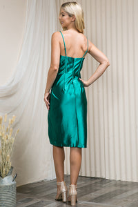 La Merchandise LAA20116S Simple Knee Length Satin Corset HoCo Dress - - LA Merchandise