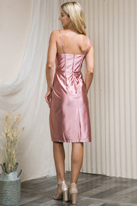 La Merchandise LAA20116S Simple Knee Length Satin Corset HoCo Dress - - LA Merchandise