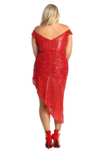 Load image into Gallery viewer, Long Off Shoulder Sequin Dress