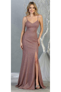 Special Occasion Shiny Gown -LA1822 - ROSEGOLD/MULTI - LA Merchandise