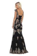 Load image into Gallery viewer, Cap sleeve embroidere &amp; sequins mesh mermaid dress- RQ7629