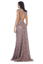 Load image into Gallery viewer, Cap sleeve lace rhinestone evening gown- RQ7295