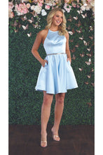Load image into Gallery viewer, Classy Short Bridesmaids Dress - BABY BLUE / 2