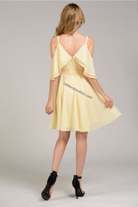La Merchandise LAY8000 Simple Cold Shoulder Short Flowy Chiffon Dress - - LA Merchandise