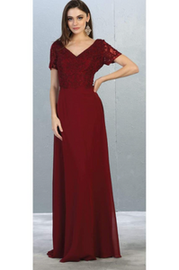 Mother Of The Bride Evening Gown -LA1782 - Burgundy - Dresses LA Merchandise