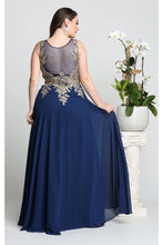 Load image into Gallery viewer, Sleeveless metallic lace &amp; rhinestone chiffon plus size dress- MQ1432