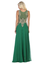 Load image into Gallery viewer, Sleeveless metallic lace &amp; rhinestone chiffon plus size dress- LA1432