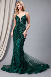 Sequin Mermaid Dress - Emerald Green