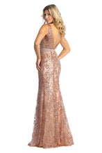 Load image into Gallery viewer, Embellished Deep V-Neckline Formal Dress - Dress