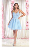 Cargar imagen en el visor de la galería, Semi Formal Embroidered Cocktail Dress - LA1862 - BABY BLUE - LA Merchandise
