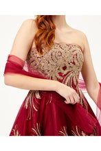 Load image into Gallery viewer, Strapless embroiderer &amp; sequins short organza dress- LA1650