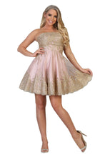 Load image into Gallery viewer, Strapless embroiderer &amp; sequins short organza dress- MQ1650