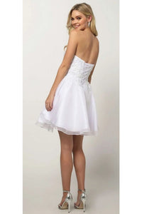 LA Merchandise LAT772 Strapless Sweetheart Embroidered Cocktail Dress - - Formal Dress Shops