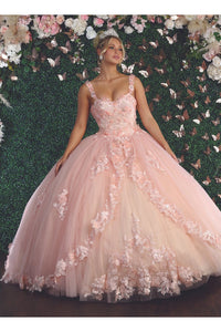 Floral Ball Quinceanera Gown - BLUSH/NUDE / 4