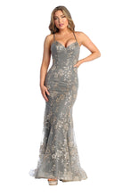 Load image into Gallery viewer, Floral Glitter Mermaid Prom Gown