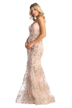 Load image into Gallery viewer, Floral Glitter Mermaid Prom Gown