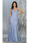 Load image into Gallery viewer, Floral Mermaid Evening Gown - LA7811 - DUSTY BLUE NUDE - Dress LA Merchandise