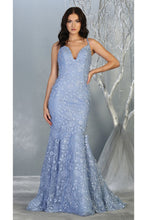 Load image into Gallery viewer, Floral Mermaid Evening Gown - LA7811 - DUSTY BLUE/NUDE / 4 -