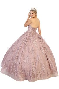 LA Merchandise LA140 Floral Lace Sweetheart Quince Corset Ball Gown - - LA Merchandise