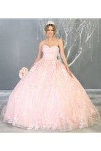Load image into Gallery viewer, LA Merchandise LA140 Floral Lace Sweetheart Quince Corset Ball Gown - BLUSH - LA Merchandise