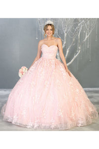 Floral Sweetheart Ball Gown - LA140 - BLUSH / 4