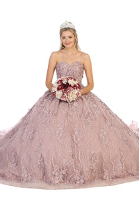 Floral Sweetheart Ball Gown - LA140 - MAUVE / 4