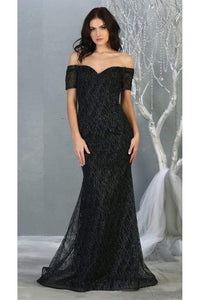 Prom off The Shoulder Dress -LA1824 - HUNTER GREEN - Dress LA Merchandise