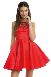 Sleeveless Short Prom Dress - LAT794 - Red - LA Merchandise