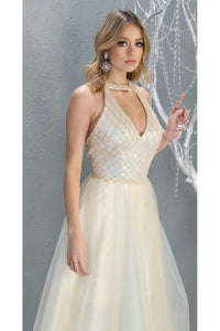 Halter Chocker Neckline Prom Dress And Plus Size