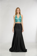 Load image into Gallery viewer, Halter sequins top &amp; long satin skirt- PY8294