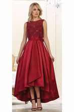 Load image into Gallery viewer, Sleeveless sequins high low satin dress- LA1411 - Burgundy - LA Merchandise
