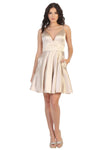 Load image into Gallery viewer, La Merchandise LA1770 Simple Satin Short Bridesmaids Dresses - CHAMPAGNE - LA Merchandise