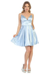 Load image into Gallery viewer, La Merchandise LA1770 Simple Satin Short Bridesmaids Dresses - DUSTY BLUE - LA Merchandise
