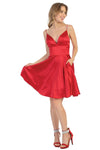 Load image into Gallery viewer, La Merchandise LA1770 Simple Satin Short Bridesmaids Dresses - RED - LA Merchandise