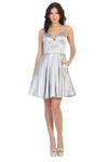 Load image into Gallery viewer, La Merchandise LA1770 Simple Satin Short Bridesmaids Dresses - SILVER - LA Merchandise