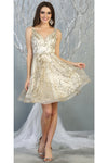 Load image into Gallery viewer, Homecoming Short Dress LA1702 - IVORY GOLD - LA Merchandise