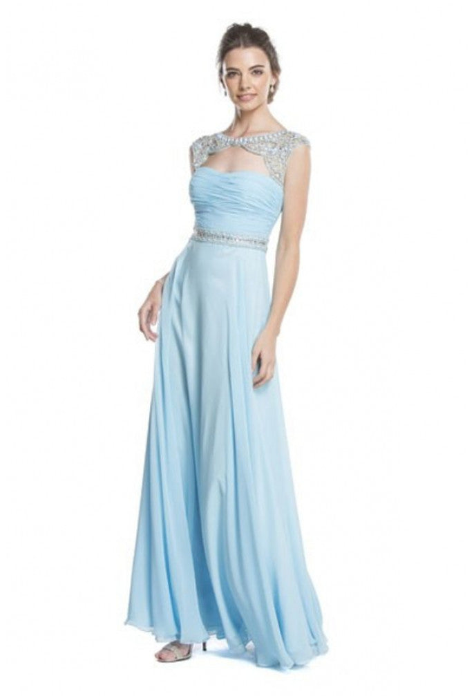 Prom Formal Chiffon Dress - LAEL1610 - AQUA - LA Merchandise