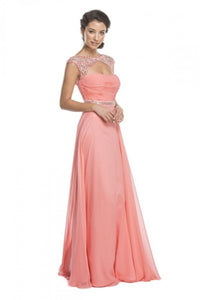 Prom Formal Chiffon Dress - LAEL1610 - CORAL - LA Merchandise