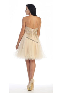 Lace applique & sequins mesh sassy short dress - MQ1414