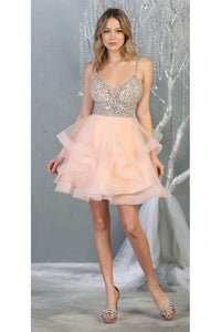 Layered Short Prom Dress - BLUSH / 2