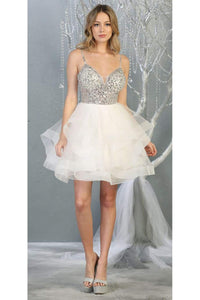 Layered Short Prom Dress - IVORY / 2