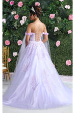 Load image into Gallery viewer, Layla K LK191 Strappy Back Cape Sleeves Beauty Pageant Ball Gown - Dress