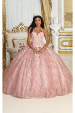 Load image into Gallery viewer, Layla K LK201 Halter 3D Floral Applique Glitter Ball Quinceanera Gown - ROSE GOLD / 4 - Dress
